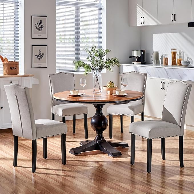Yaheetech Dining Chairs Set of 4 Modern Kitchen Chairs with Fabric Upholstere...
