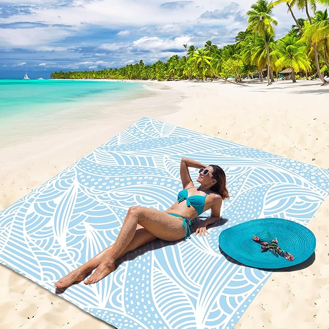 HIHOHO Beach Blanket Waterproof Sandproof Extra Large Beach Mat 79" X - Image 5