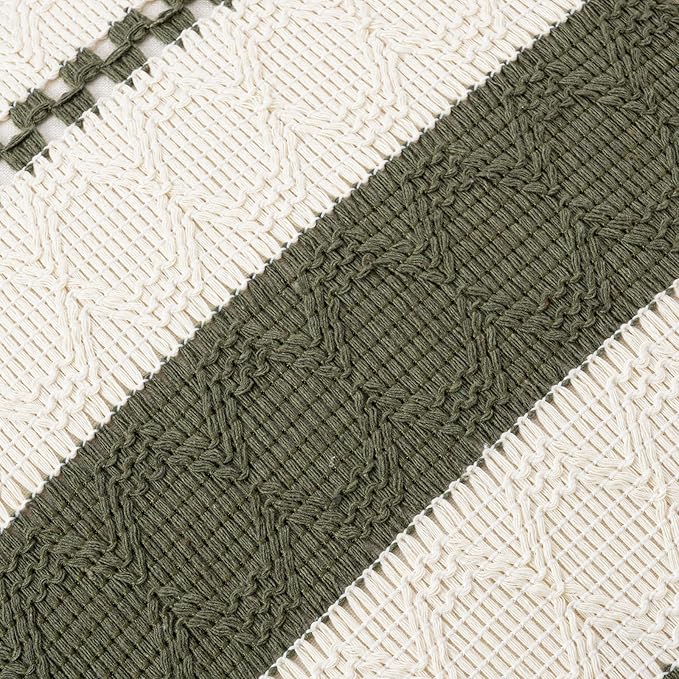 Fancy Homi Set of 1 Boho Olive Green Decorative Throw Pillow Cover 16x16 Inch - Image 4