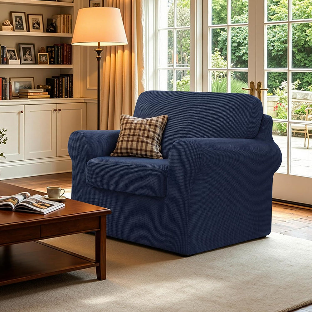 Chun YI 3 Piece Stretch Armchair Sofa Cover, 1 Seater Couch Slipcover with On...