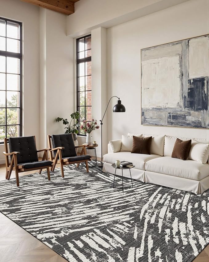 Latte&Fog 6x9 Area Rugs for Living Room Bedroom, Modern Abstract Washable Rug - Image 5