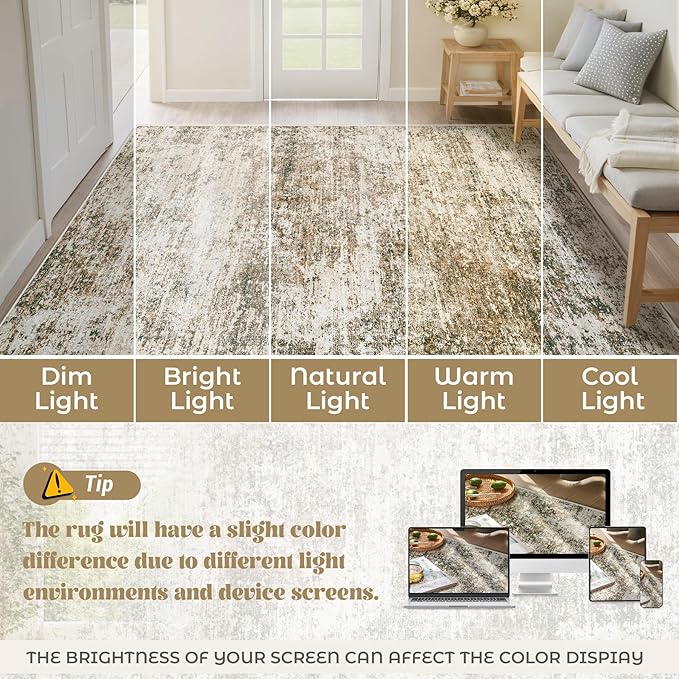 8x10 Area Rugs for Living Room, Washable Modern Abstract Large Area Rug Neutral - Image 8