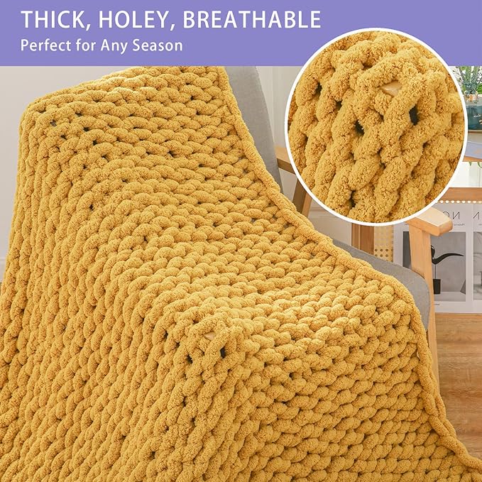 Bigacogo Chunky Knit Throw Blanket - Image 3