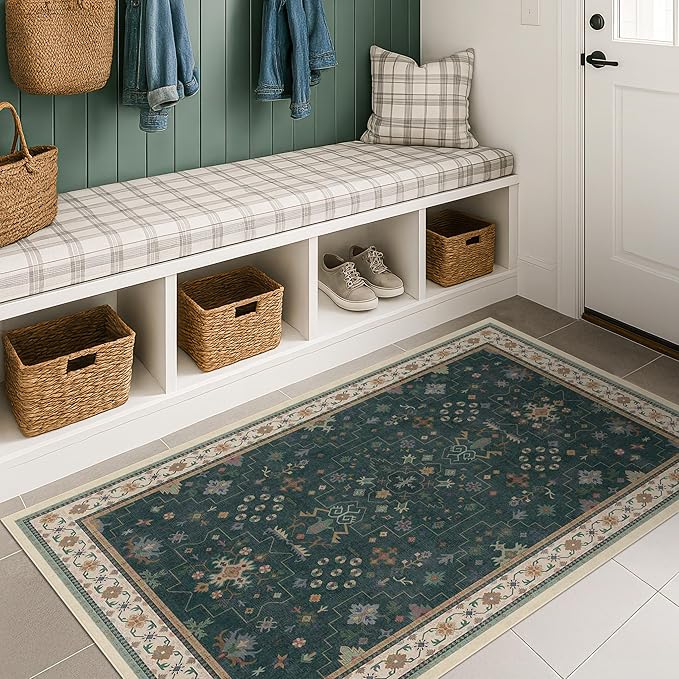 Dark Green Oushak 3x5 Large Entryway Rug - Image 6