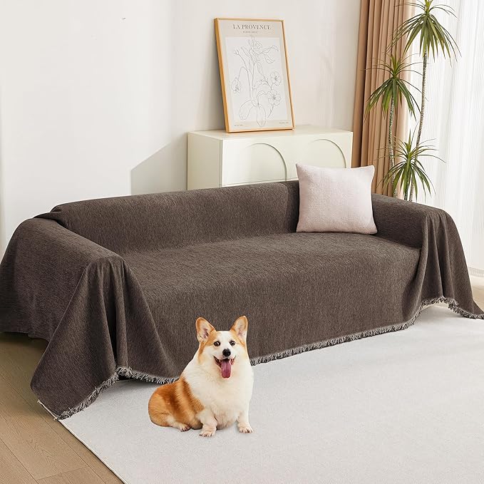 MYSKY HOME Boho Couch Cover Chocolate Sofa Covers by MYSKYHOME