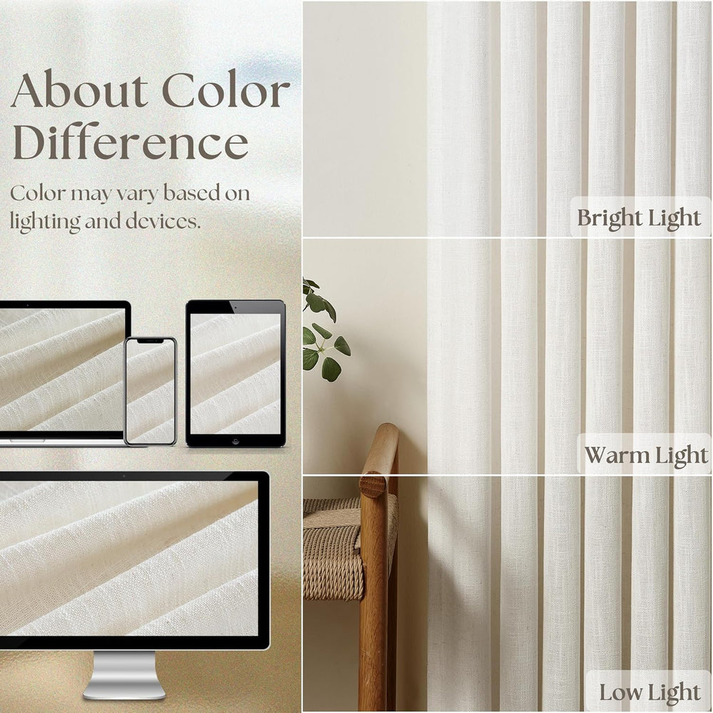 102 Inch Curtains Pinch Pleat Linen Curtains Natural 2 Panels