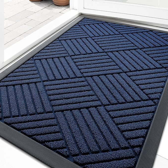 OLANLY Front Door Mat Outside Entrance 33x21, Heavy Duty Sturdy Natural Rubber by OLANLY