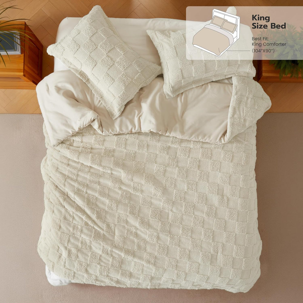 Joiedomi King Size Comforter Set, 3 Pieces Beige Boho King Bedding Set with 1...
