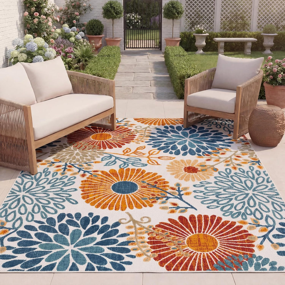 SAFAVIEH Cabana Outdoor Area Rug 6'x9', Modern Cream & Red CBN832A