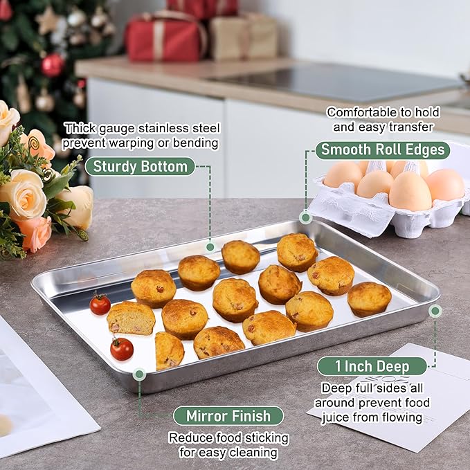 Homikit Baking Sheet with Wire Rack Set, Metal Bacon Cookie Trays Nonstick - Image 3