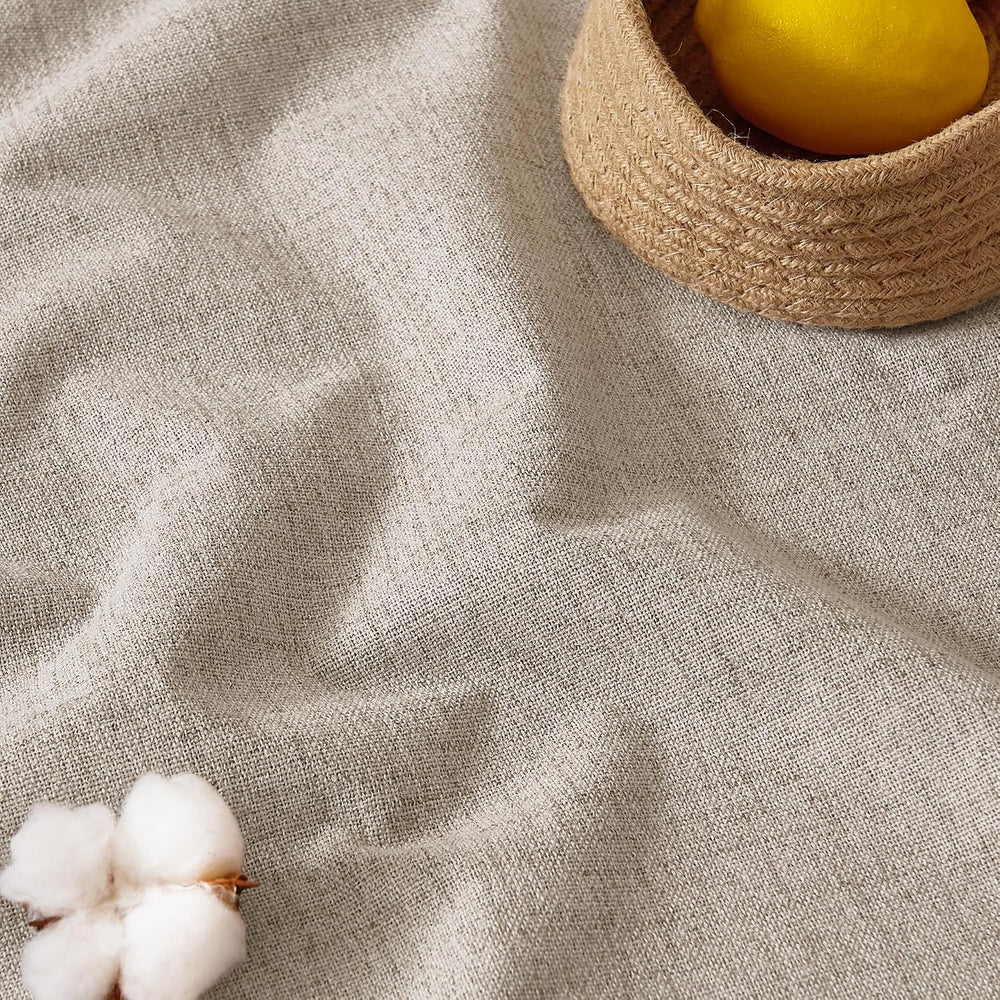 RYB HOME Beige Linen 100% Blackout Curtains 108 Inch Long for Bedroom