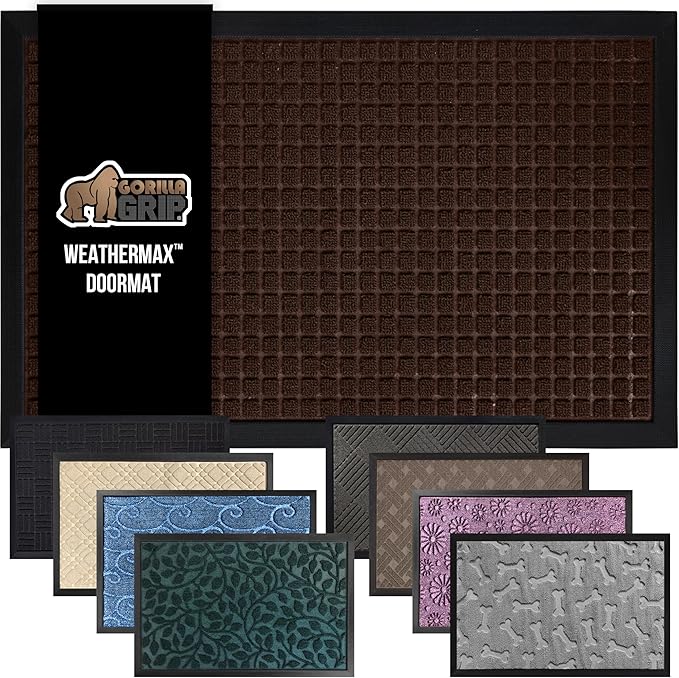 GORILLA GRIP 100% Waterproof All-Season WeatherMAX Doormat, US Designed Natural by GorillaGrip