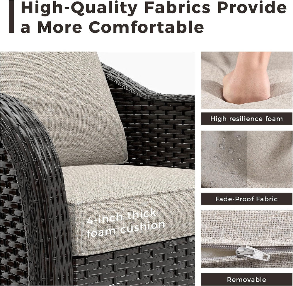 3 Seater Outdoor Patio Couch with Handwoven PE Wicker
