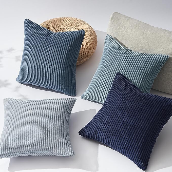 Topfinel Decorative Throw Pillow Covers Dark Blue Navy Series, Summer Corduroy - Image 4