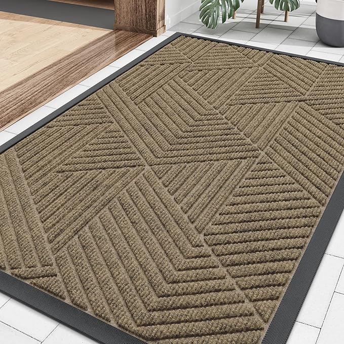 Smiry Front Door Mat Outside Entrance, Heavy Duty Sturdy Natural Rubber Doormat by Smiry