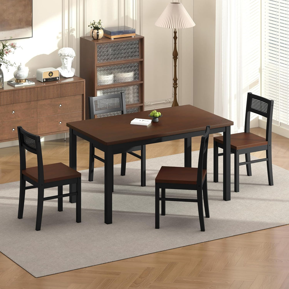 Dining Table Set for 4, Solid Wood Kitchen Table Chairs Set of 4, 43.3” Space...