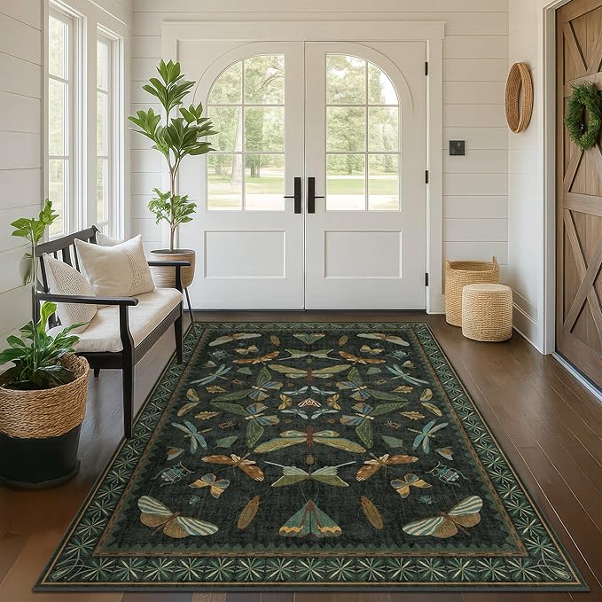 Dark Green Area Rugs 5x7 for Living Room - Image 3