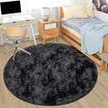 5x5 ft Tie Dye Black Round Rug for Bedroom Room Fluffy Circle Rug Furry Carpet by JiaoBaba