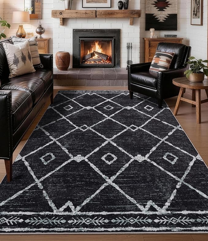 YIHOUSE Moroccan Area Rugs for Living Room 5x7, Western Geometric Soft Low-Pile by YIHOUSE