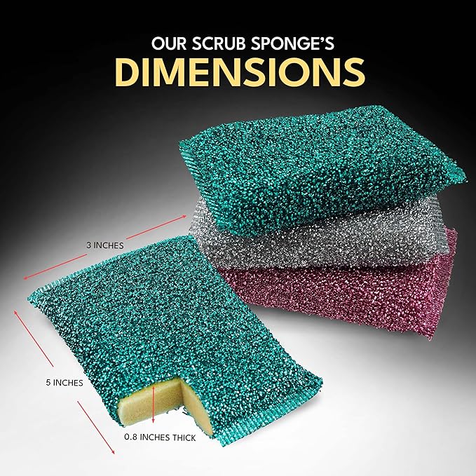 Dish Sponges for Kitchen Non-Scratch Scrub Sponges for Dishes, Stainless Steel - Image 8