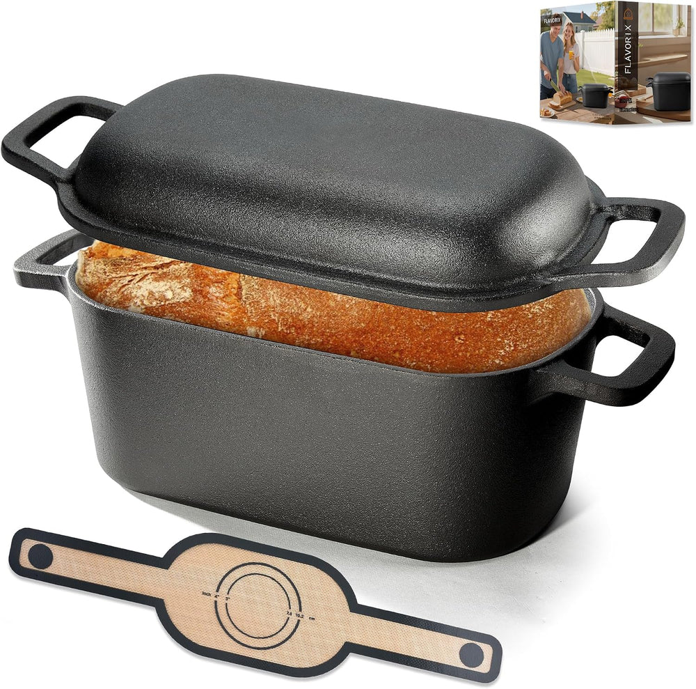 Oval Dutch Oven for Bread Baking, Pre-seasoned Cast Iron Bread Pans for