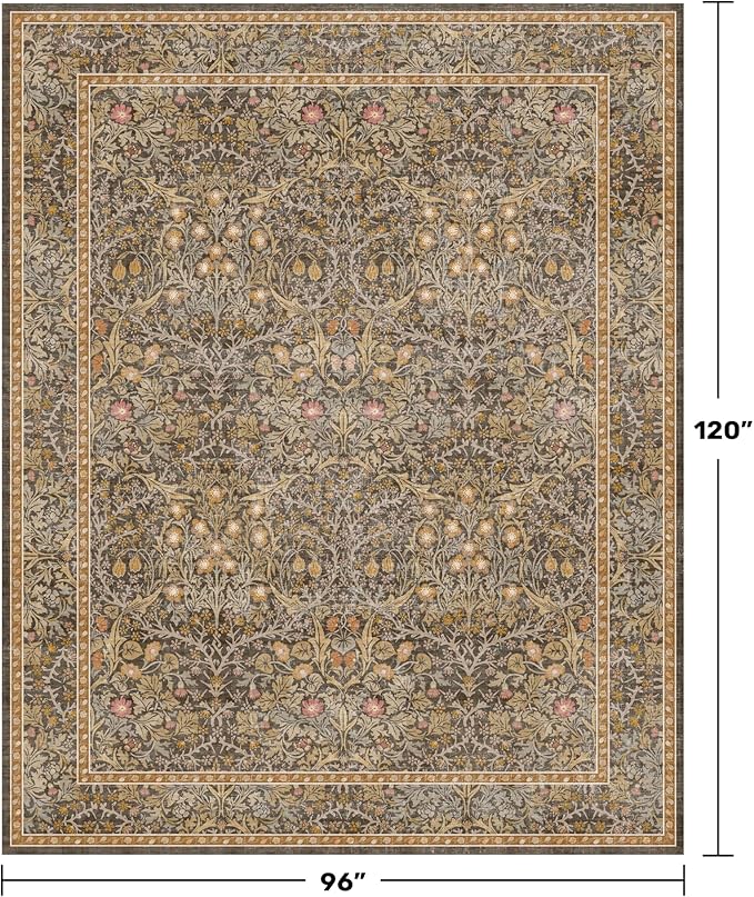 Vintage Floral Living Room Rug 8x10, Dining Room Under Kitchen Table, Oriental - Image 2
