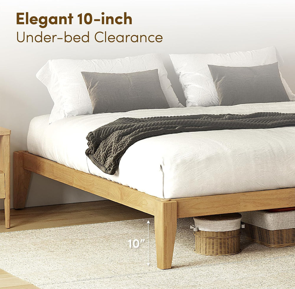 Thor Japanese Joinery Bed Frame Queen, Solid Wood (Light Brown)