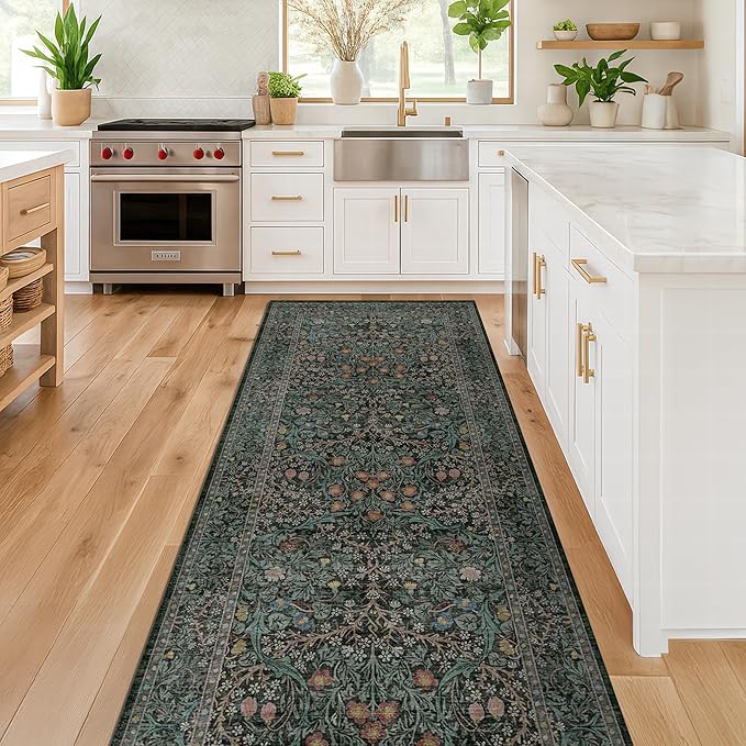 Dark Green 2x7 Long Washable Runner Rug Non Slip, Throw Rugs Runners - Image 6