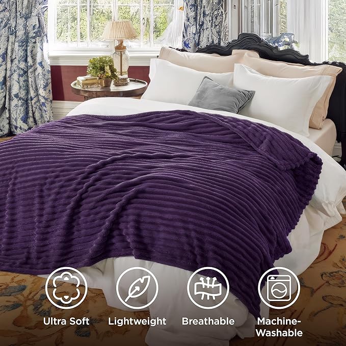 Bedsure GentleSoft Purple Fleece Blanket - Image 5