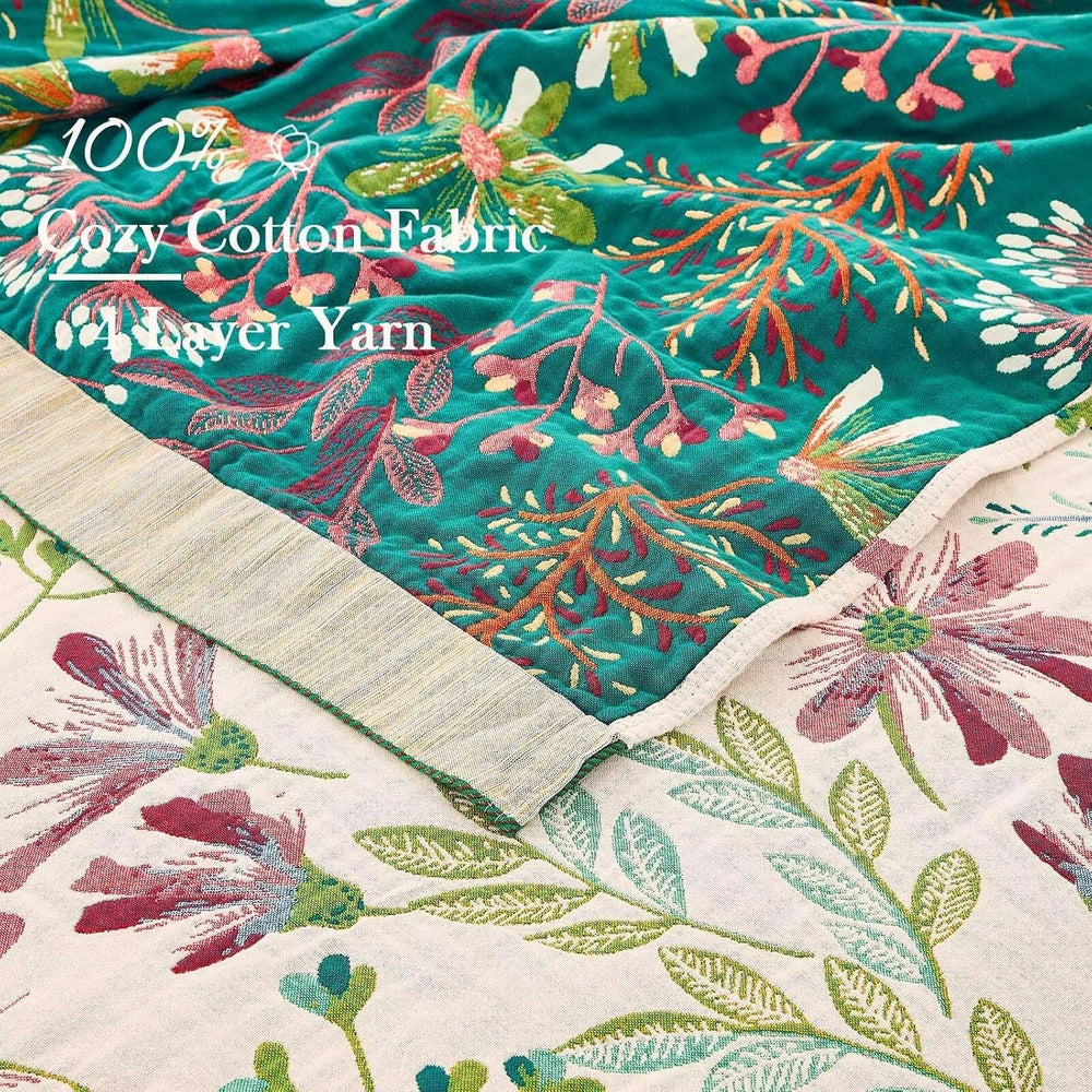 XIBLC Boho Throw Blanket for Bed, 100% Cotton Soft Rustic Quilt Fall Blanket,...