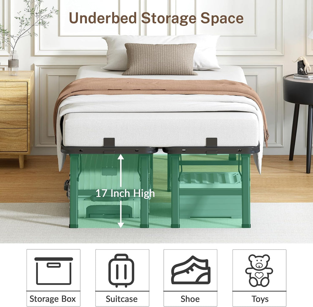 VIPSHOW 18 Inch Twin Metal Folding Bed Frame,Tool-Free Assembly Platform
