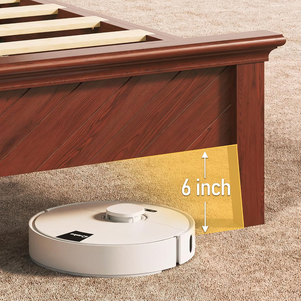 Lifezone Solid Acacia Wood Queen Bed Frame with Headboard Cherry Finish