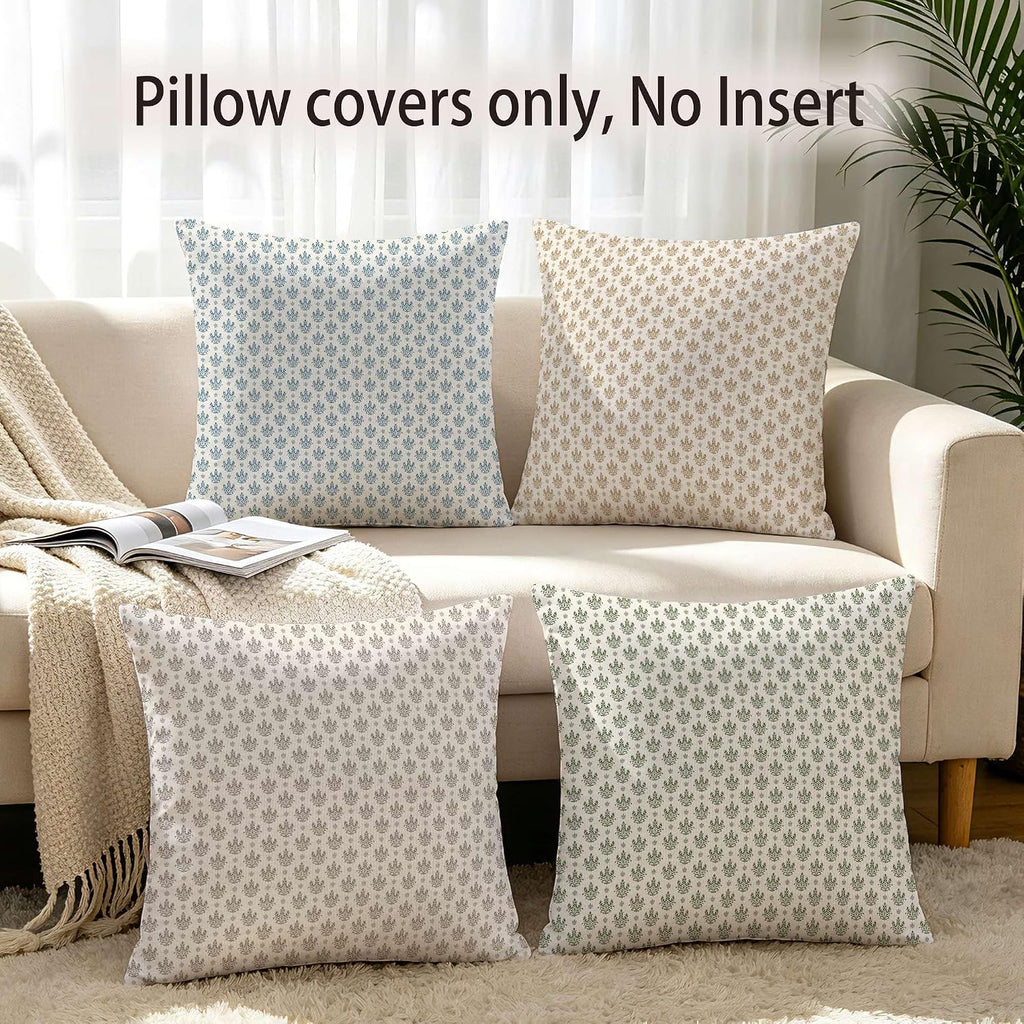 Hexagram Floral Pillow Covers 18x18, Vintage Taupe Throw Pillow Covers | Light Taupe, Set of 2, Farmhouse Neutral Decorative for Couch Pillows, Home Decor, Living Room, Bedroom, No Insert