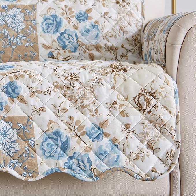 Great Bay Home Reversible Floral Patchwork Recliner Furniture Protector - Image 2