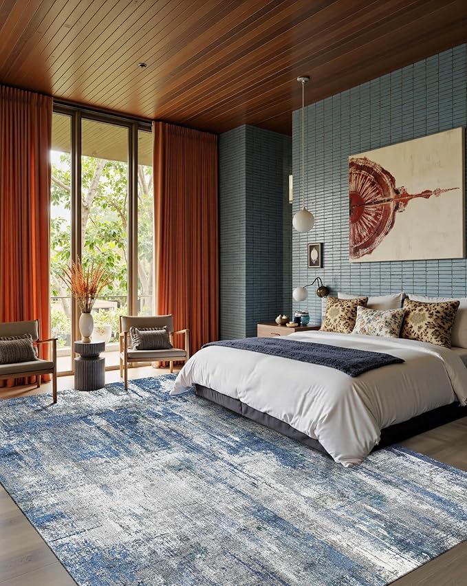 Latte&Fog 6x9 Area Rugs for Living Room Bedroom, Boho Non Slip Low Pile Carpet - Image 2
