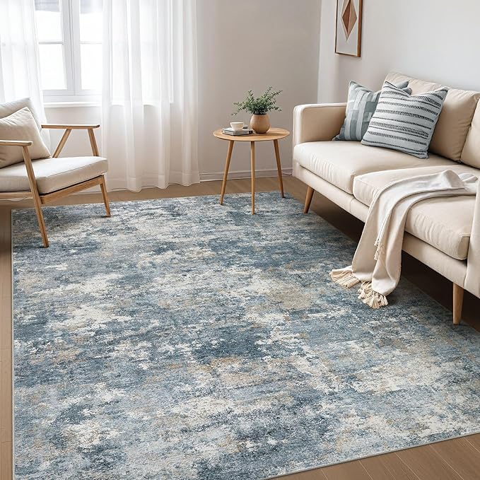 Nakagishi 5x7 Area Rugs Living Room: Washable Abstract Large Neutral Soft Rug by NakagishiAreaRug