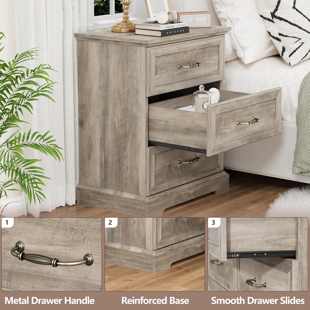 3 Drawer Dresser for Bedroom, 24" Wide Wooden Chest of Drawers, Rustic F...