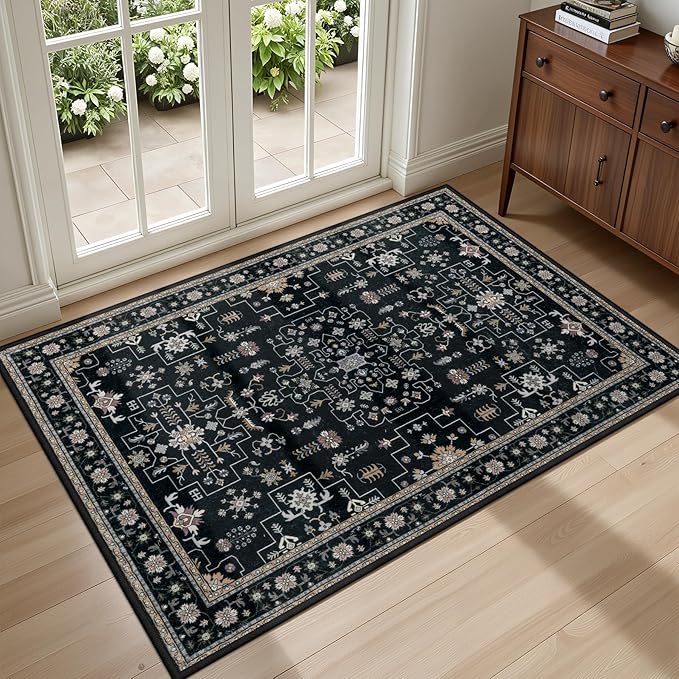 2x3 Area Rugs Living Room Rug: Washable Vintage Boho Medallion Rug No Slip by EXPEDIX