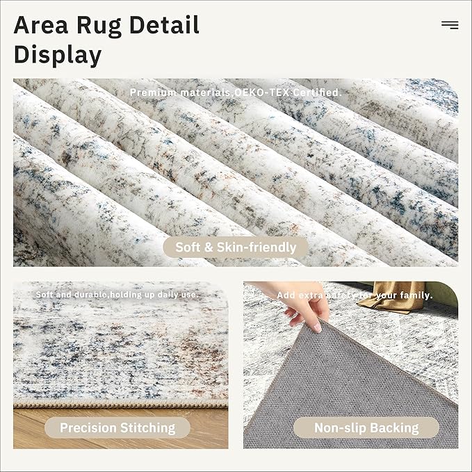 6x9 Area Rug for Living Room Washable 6x9 Non-Slip Modern Rugs for Bedroom - Image 6