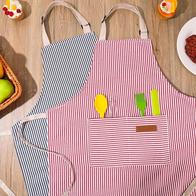 2 Pack Stripes Kids Apron, Kids Cooking Aprons - Image 8