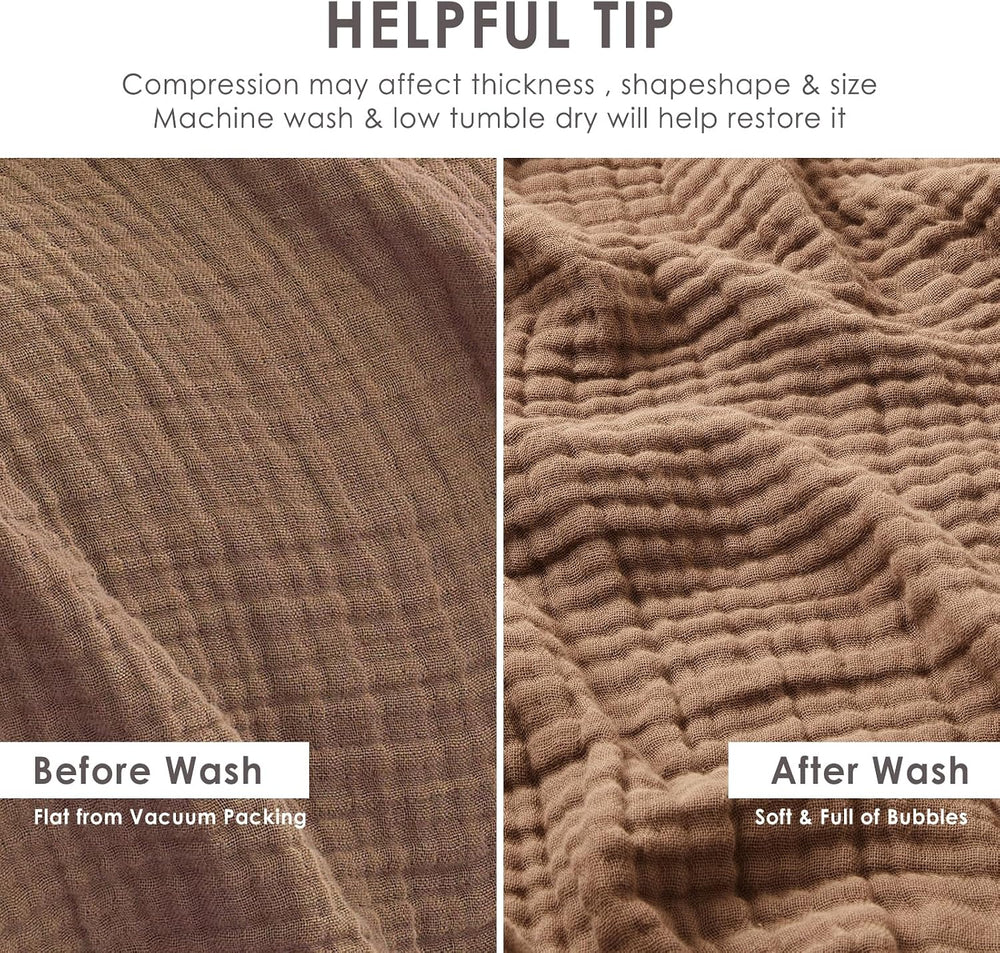 EMME Muslin Blankets for Adults Large Throw Blanket Couch Brown 50" x 71...