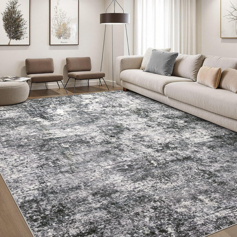 DMOYEST Area Rug Living Room Rugs 10x12 Washable Abstract Grey Carpet