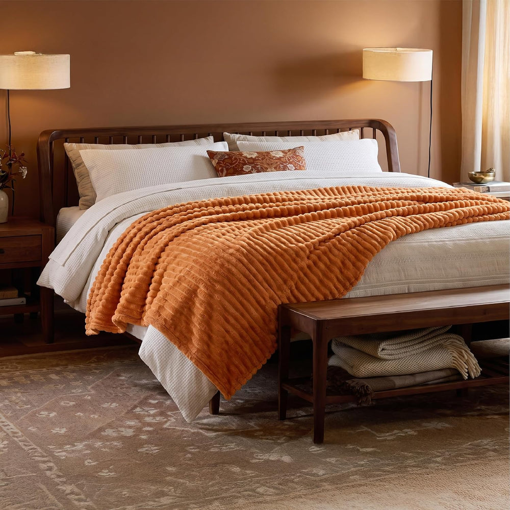 Bedsure Soft Queen Size Blanket for Bed Burnt Orange 90"x90"