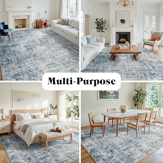 9x12 Area Rugs for Living Room Washable Rug: Anti-Skid Abstract Modern Living - Image 3