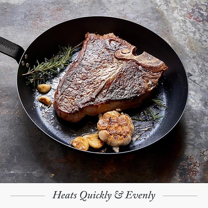 Merten & Storck Pre-Seasoned Carbon Steel 10” Frying Pan Skillet, Use on