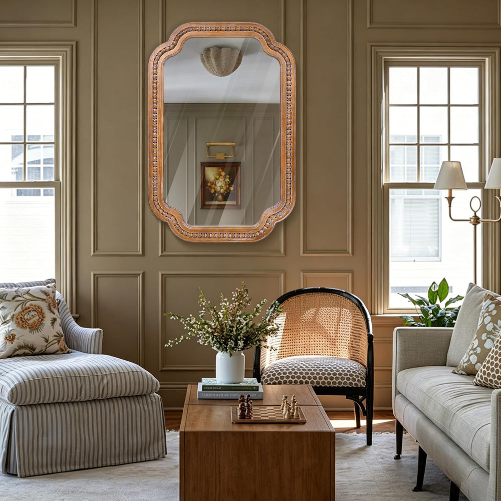 24x36 Inch Farmhouse Beaded Wall Mirror