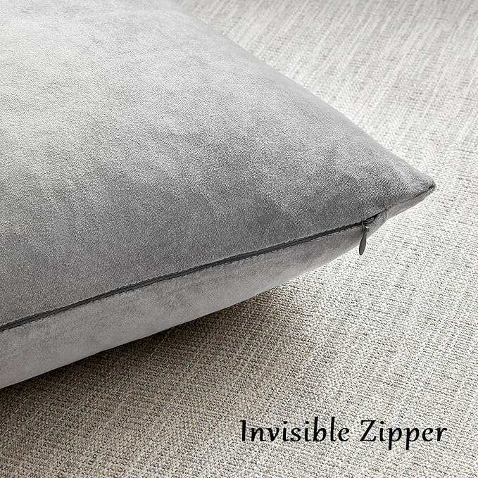 Silver Grey Velvet Decorative Throw Pillow Covers - Image 5