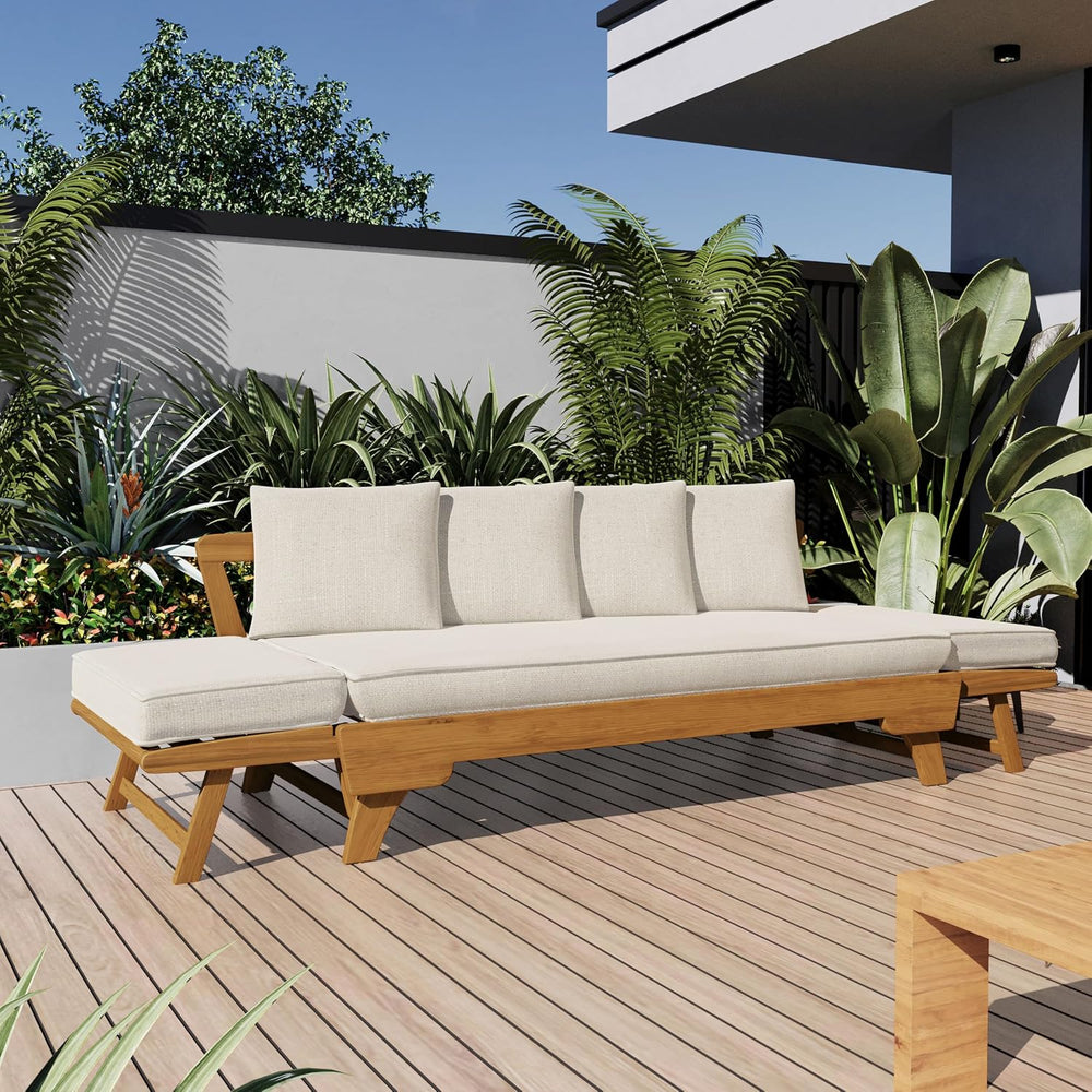 Christopher Knight Home Gary Patio Convertible Couch, Wooden Outdoor Daybed, ...