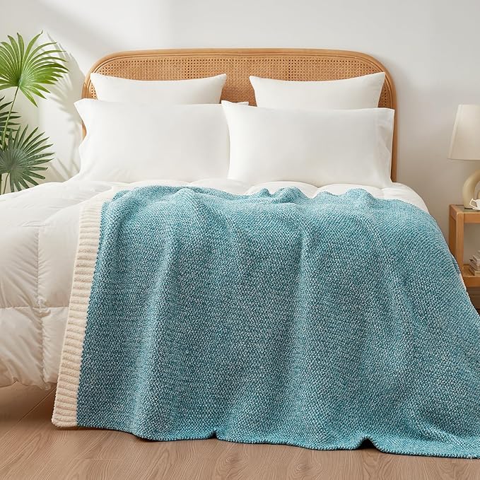Snuggle Sac Teal Blue Oversized Throw Blankets, Super Soft Warm Cozy Throw - Image 4