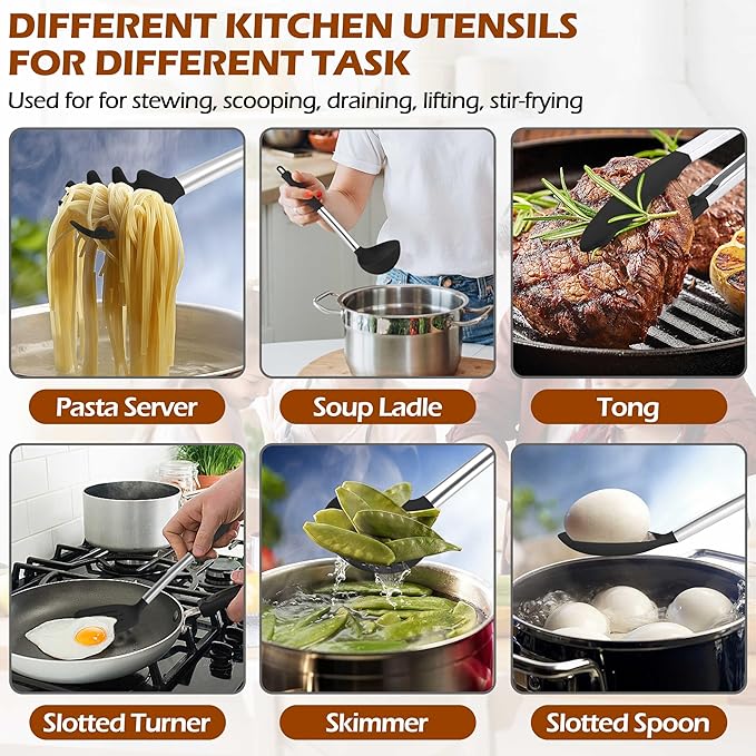 HaWare 29 PCS Silicone Cooking Utensils Set, Heat Resistant Kitchen Utensils Set - Image 5